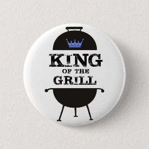 King Of The Grill, Black Blue Crown 6 Cm Round Badge