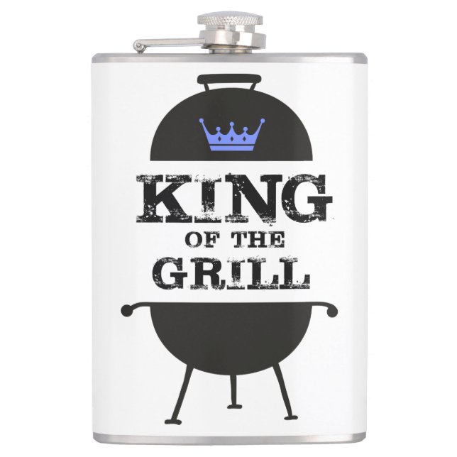 King Of The Grill, Black Blue Crown Hip Flask (Front)