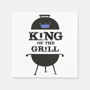 King Of The Grill, Black Blue Crown Napkin