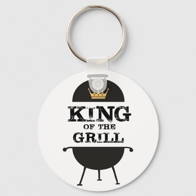 King Of The Grill, Black Gold Crown Key Ring (Front)