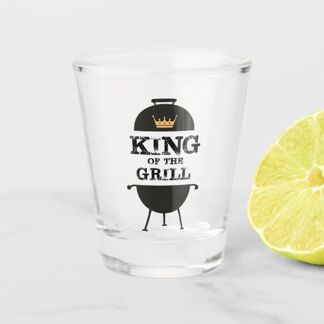 King Of The Grill, Black Gold Crown Shot Glass (Front)
