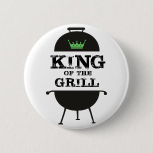 King Of The Grill, Black Green Crown 6 Cm Round Badge