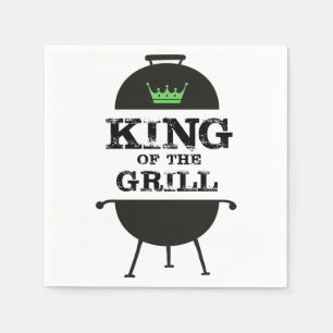 King Of The Grill, Black Green Crown Napkin