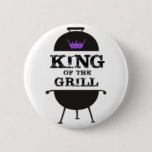 King Of The Grill, Black Purple Crown 6 Cm Round Badge
