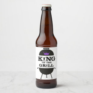 King Of The Grill, Black Purple Crown Beer Bottle Label