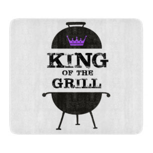 King Of The Grill, Black Purple Crown Cutting Board
