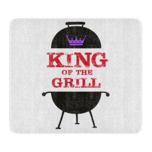 King Of The Grill, Black Purple Crown Red Cutting Board