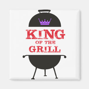 King Of The Grill, Black Purple Crown Red Magnet