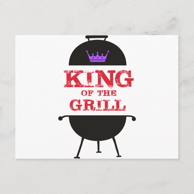 King Of The Grill, Black Purple Crown Red Postcard (Front)