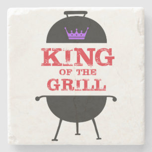 King Of The Grill, Black Purple Crown Red Stone Coaster
