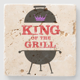 King Of The Grill, Black Purple Crown Red Stone Coaster