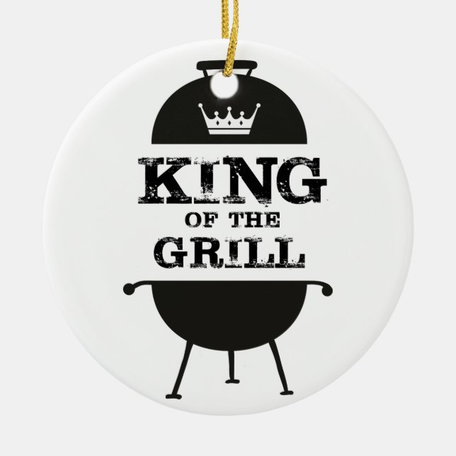 King Of The Grill, Black White Crown Ceramic Ornament (Front)