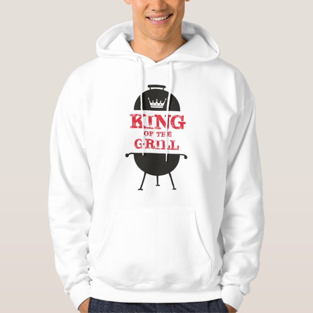 King Of The Grill, Black White Crown Red Hoodie (Front)
