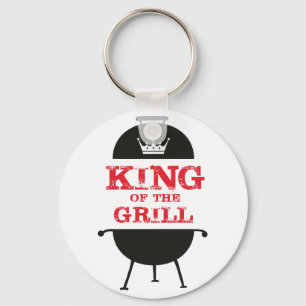 King Of The Grill, Black White Crown Red Key Ring