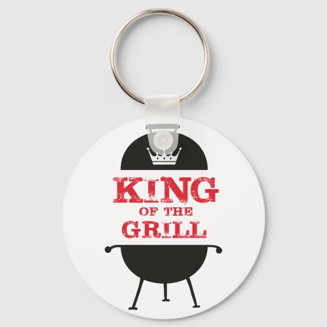King Of The Grill, Black White Crown Red Key Ring (Front)