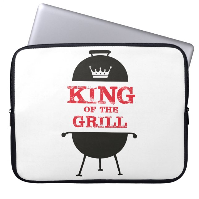 King Of The Grill, Black White Crown Red Laptop Sleeve (Front)