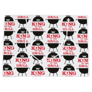 King Of The Grill, Black White Crown Red Large Gift Bag