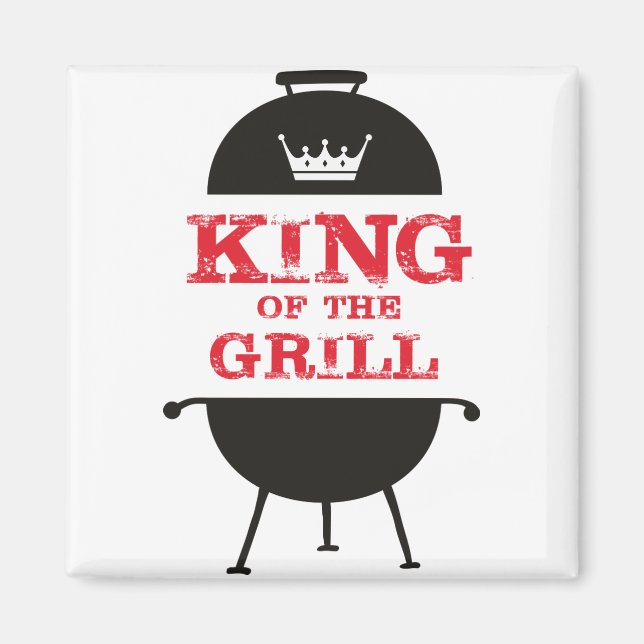 King Of The Grill, Black White Crown Red Magnet (Front)