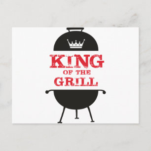 King Of The Grill, Black White Crown Red Postcard