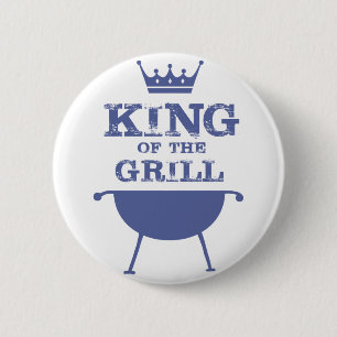 King Of The Grill, Blue 6 Cm Round Badge