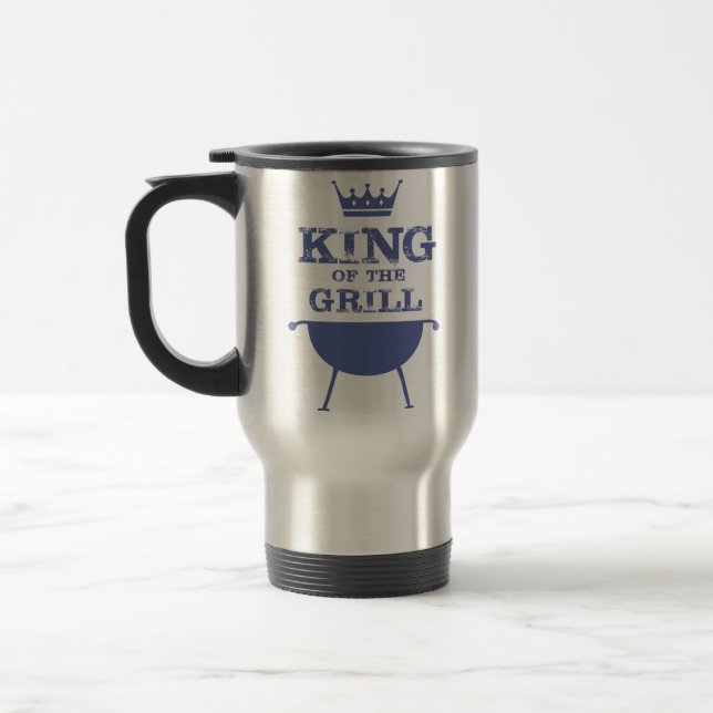 King Of The Grill, Blue Travel Mug (Left)