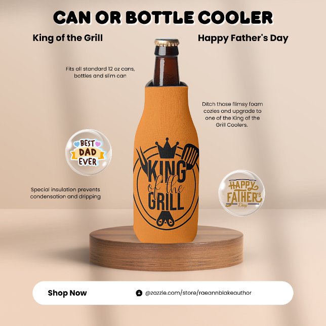 King of the Grill Can or Bottle Cooler (Creator Uploaded)