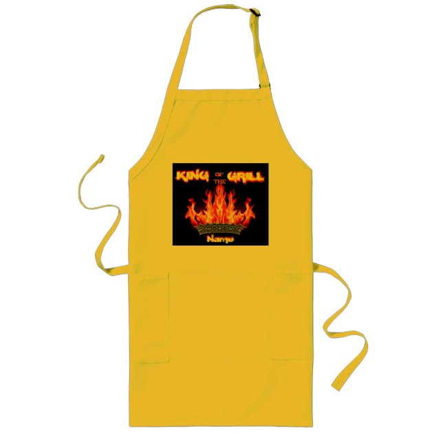 King of the Grill, Dad's Gift Apron. Chef, Cook Long Apron (Front)