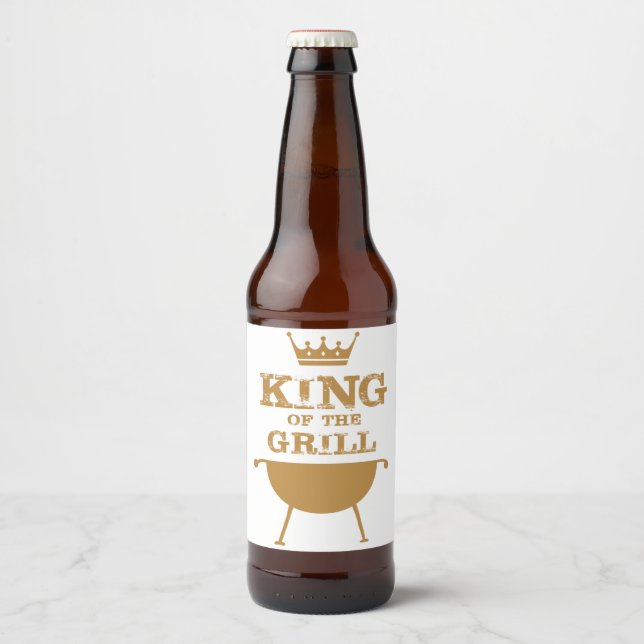 King Of The Grill, Gold Beer Bottle Label (Front)