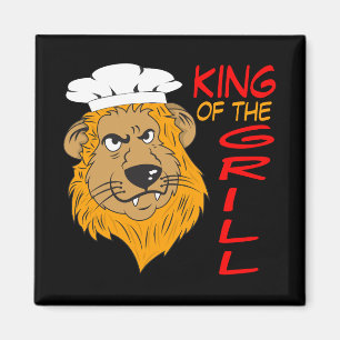 King of the Grill, Lion Chef, Funny Black Magnet