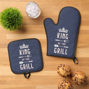 King of the Grill Oven Mitt & Pot Holder Set