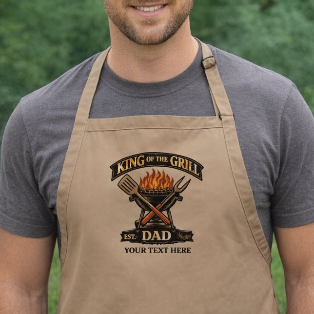 King of the Grill Personalised Father's Day BBQ Long Apron (Creator Uploaded)