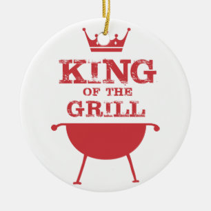 King Of The Grill, Red Ceramic Ornament