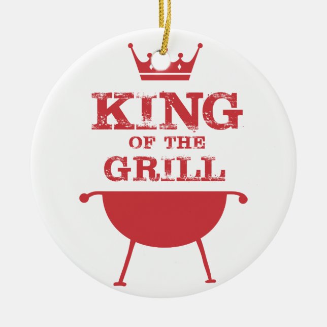 King Of The Grill, Red Ceramic Ornament (Front)