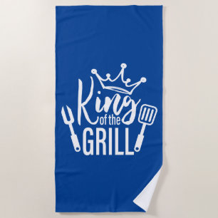 King of the Grill Typography Beach Towel