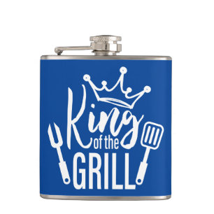 King of the Grill Typography Hip Flask