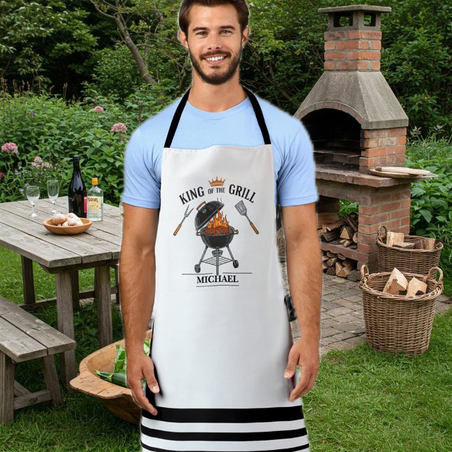 King of the Grill White Striped Apron (Creator Uploaded)