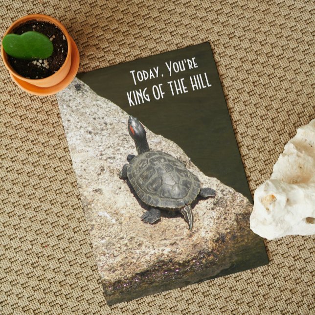 King of the Hill Turtle on Rock Nature Birthday Card (In Situ)