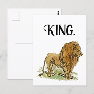 King of the Jungle African Lion Cat Cartoon Postcard