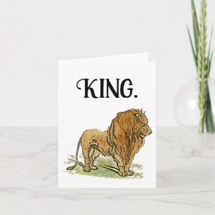 King of the Jungle Lion Cartoon, Bold Wildlife Art Card