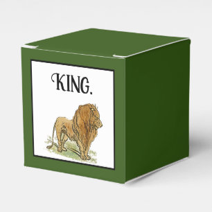 King of the Jungle Lion Cartoon, Bold Wildlife Art Favour Box