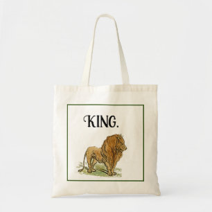 King of the Jungle Lion Cartoon, Bold Wildlife Art Tote Bag