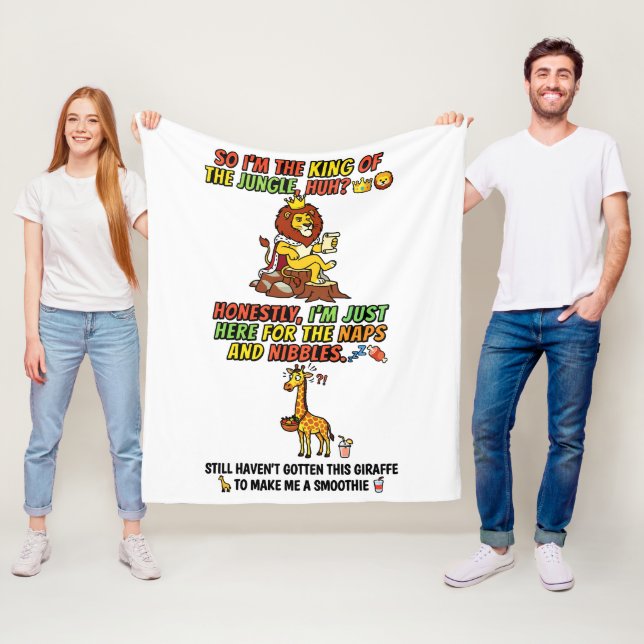 King Of The Jungle Lion Naps Funny Fleece Blanket (In Situ)