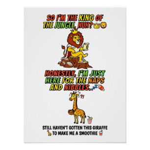 King Of The Jungle Lion Naps Funny Poster
