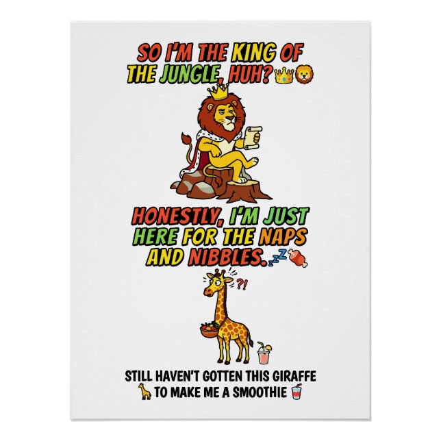King Of The Jungle Lion Naps Funny Poster (Front)
