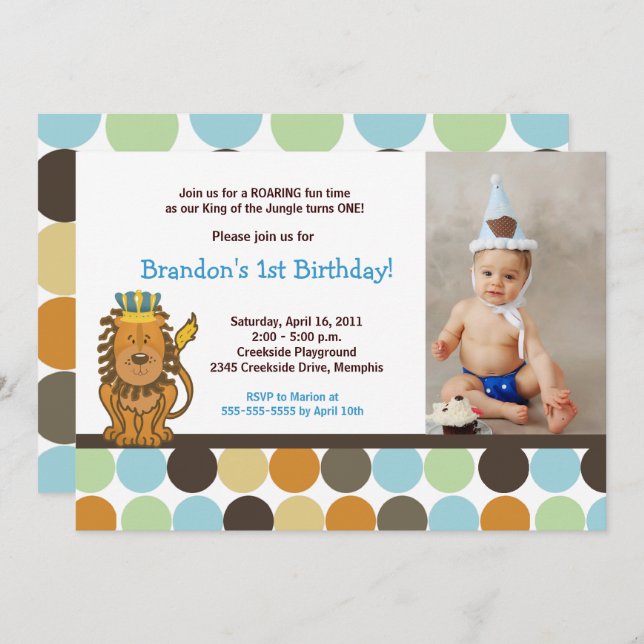 King of the Jungle *PHOTO* Birthday 5x7 Invitation (Front/Back)
