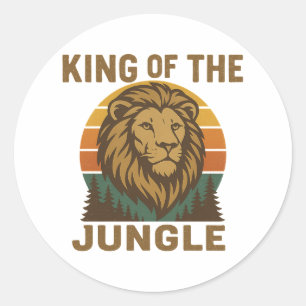 King of the Jungle Retro Vintage Lion Sunset Classic Round Sticker