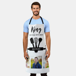 King Of The Kitchen Black And White Name Photo Apron