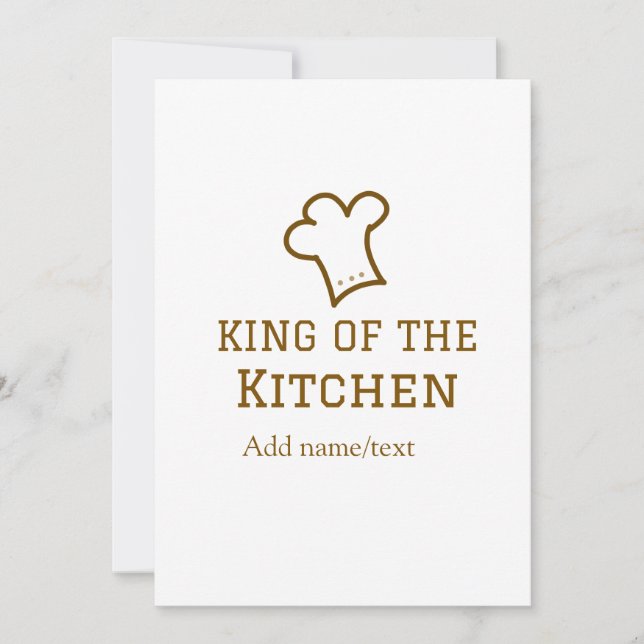 King of the kitchen brown chef cooking brown hat invitation (Front)