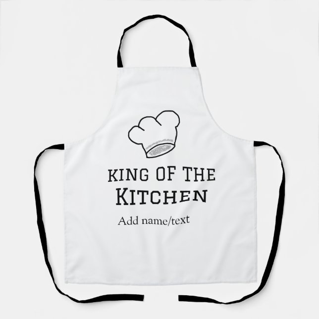 King of the kitchen chef cooking add name crown ha apron (Front)