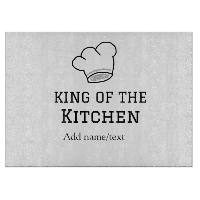 King of the kitchen chef cooking add name crown ha cutting board (Front)